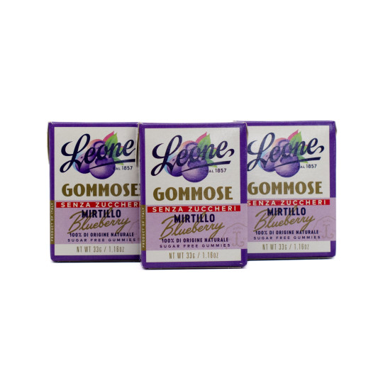 Pastiglie Leone Sugar-Free Mirtillo Italian Gummy Candy
